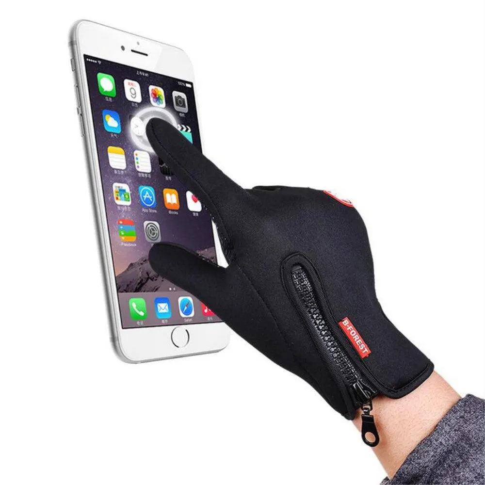(1 pair) Size S Weatherproof Nylon Outdoor Touch Gloves - Black