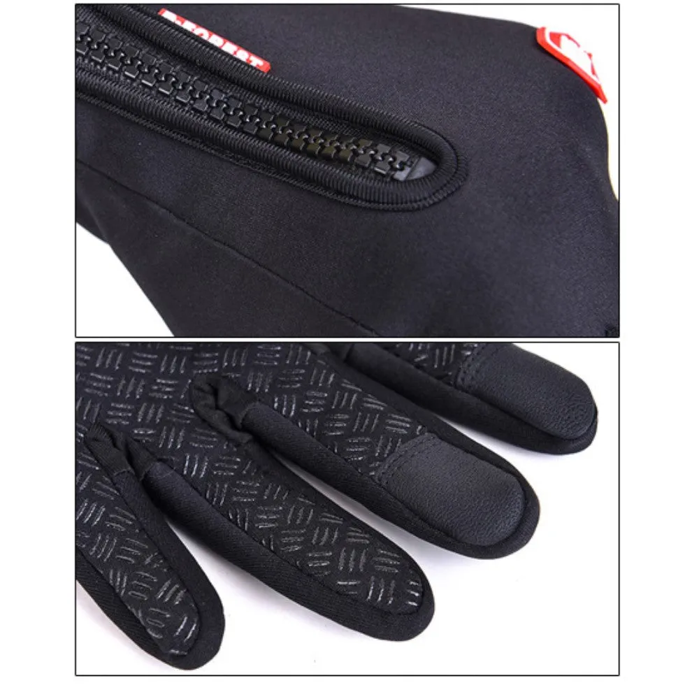 (1 pair) Size S Weatherproof Nylon Outdoor Touch Gloves - Black