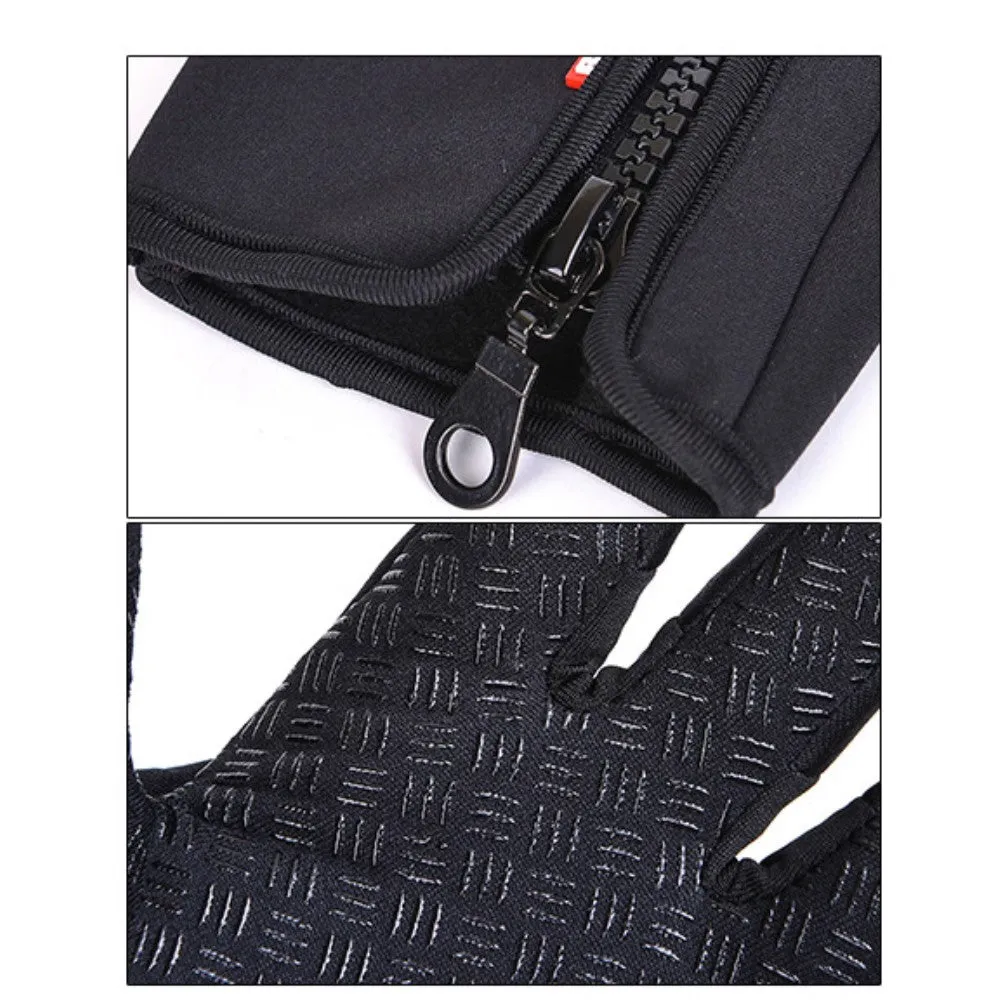(1 pair) Size S Weatherproof Nylon Outdoor Touch Gloves - Black