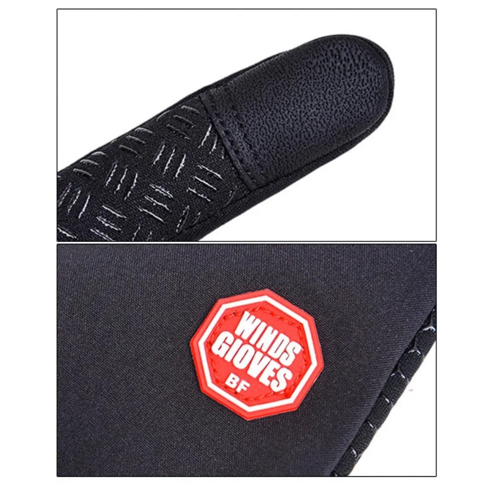 (1 pair) Size S Weatherproof Nylon Outdoor Touch Gloves - Black