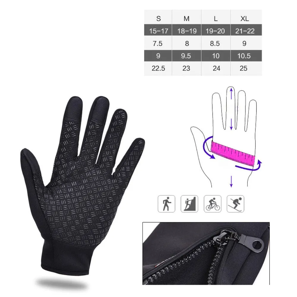 (1 pair) Size S Weatherproof Nylon Outdoor Touch Gloves - Black