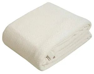 100% Soft Premium Ringspun Cotton Thermal Blanket - King - Ivory - Snuggle in These Super Soft Cozy Cotton Blankets - Perfect for Layering Any Bed - Provides Comfort and Warmth for Years