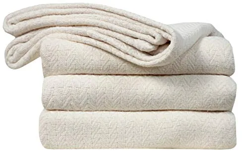 100% Soft Premium Ringspun Cotton Thermal Blanket - King - Ivory - Snuggle in These Super Soft Cozy Cotton Blankets - Perfect for Layering Any Bed - Provides Comfort and Warmth for Years