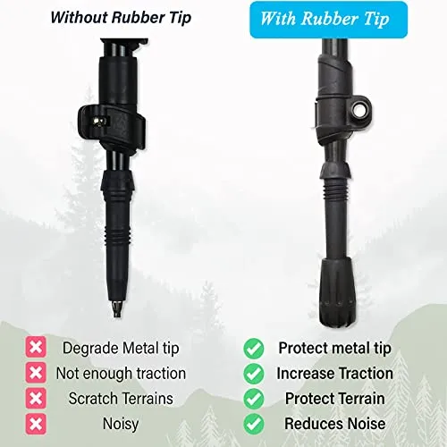 12PCS Rubber Tips for Trekking Poles - Hiking Poles Accessories,Hiking Poles Rubber Tips, Resisting Trekking Pole Tip Accessories Set, Walking Stick Tips Rubber, Mountain Poles Tips