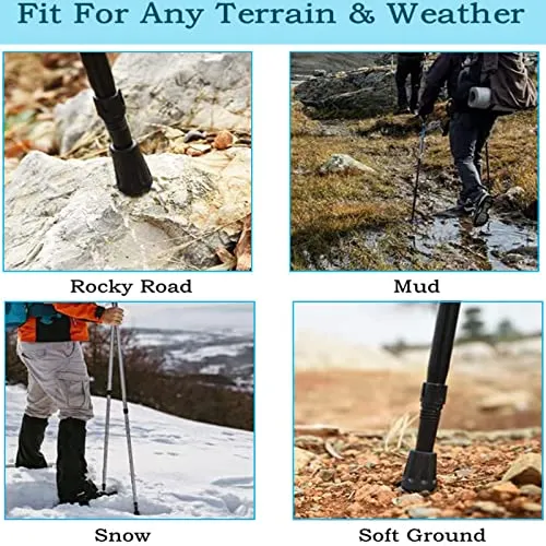 12PCS Rubber Tips for Trekking Poles - Hiking Poles Accessories,Hiking Poles Rubber Tips, Resisting Trekking Pole Tip Accessories Set, Walking Stick Tips Rubber, Mountain Poles Tips