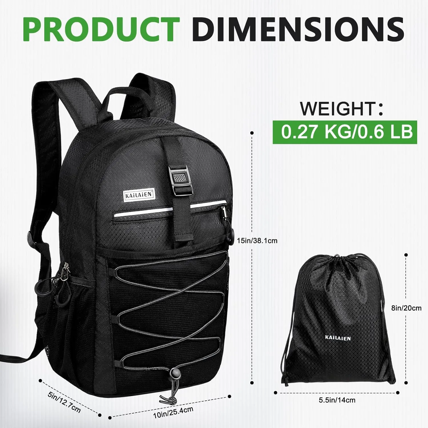 15L Hiking Backpack,Small Packable BackpackWater Resistant Lightweight Hiking Daypack for Outdoor Hiking, Cycling, Camping(Black)