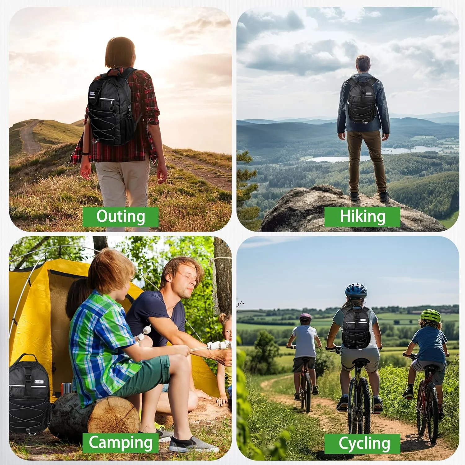 15L Hiking Backpack,Small Packable BackpackWater Resistant Lightweight Hiking Daypack for Outdoor Hiking, Cycling, Camping(Black)