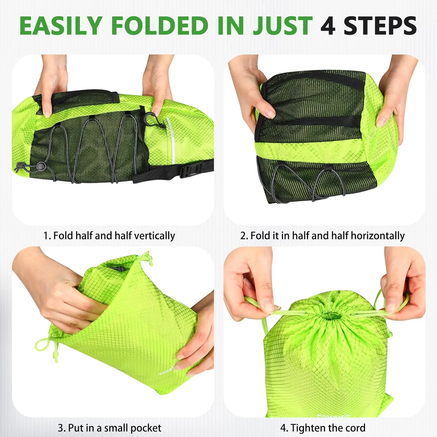 15L Hiking Backpack,Small Packable BackpackWater Resistant Lightweight Hiking Daypack for Outdoor Hiking, Cycling, Camping(Fluorescent Green)