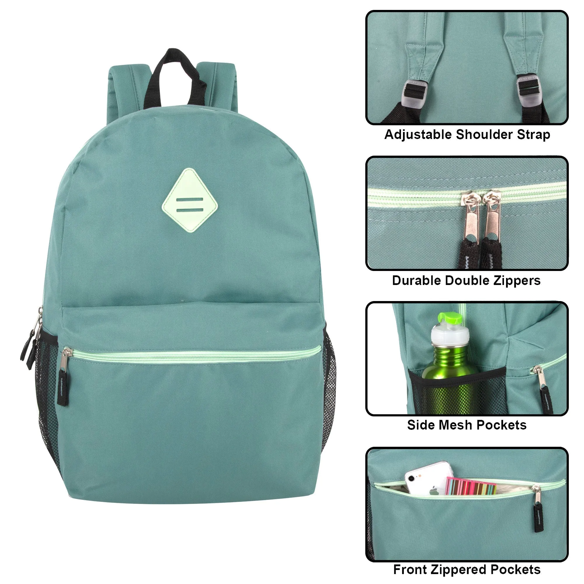 19 Inch Lash Tab Backpack w Side Mesh Pockets - Girls 4-Colors