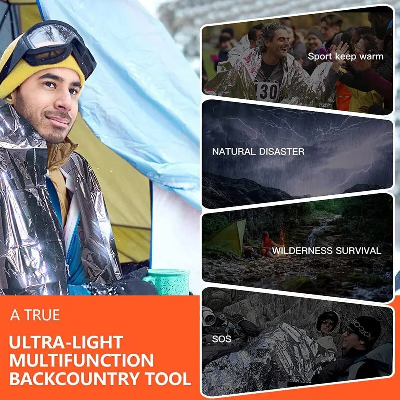 1PC Emergency Blankets Polyester Film Insulation Blankets for First aid Insulation Outdoor Survival