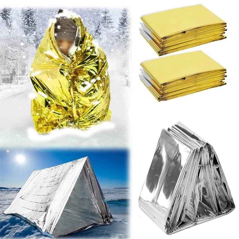 1PC Emergency Blankets Polyester Film Insulation Blankets for First aid Insulation Outdoor Survival