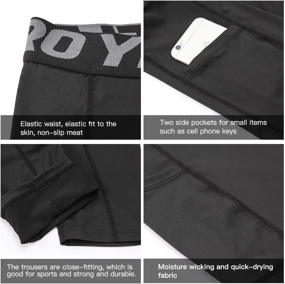 2 Pack 3/4 Mens Compression Pants One Leg Compression Tights for Basketball Running Leggings Athletic Base Layer
