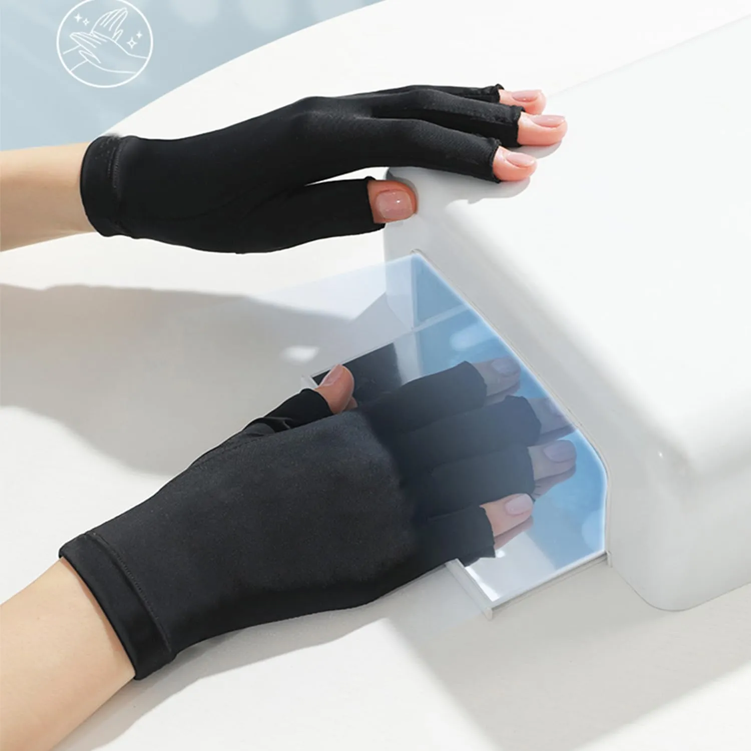 (2 Pairs) Anti UV Gloves for Nail Lamp Light Manicure Gloves UV Protection Gloves Fingerless UV Light Gloves for Gel Nail Lamp Hand (White)