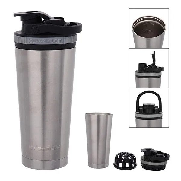 26 Oz. Stainless Steel Ice Shaker Bottle (Q238111)