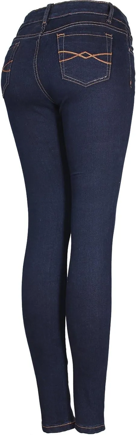 2LUV Women's Stretchy 5 Pocket Dark Denim Skinny Jeans