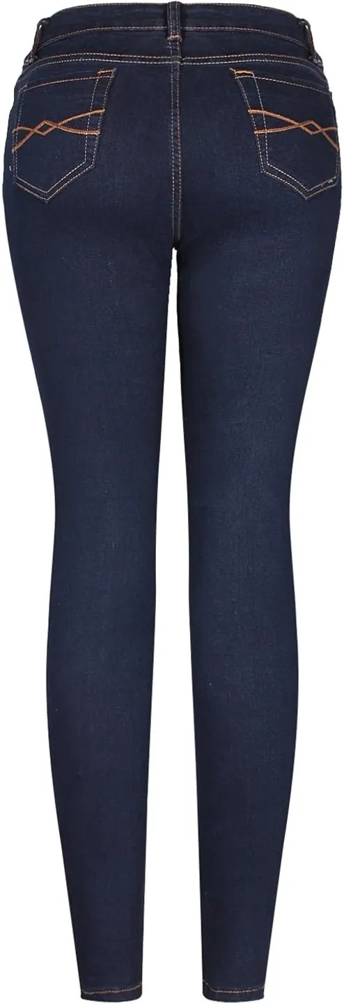 2LUV Women's Stretchy 5 Pocket Dark Denim Skinny Jeans