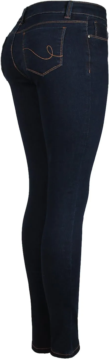2LUV Women's Stretchy 5 Pocket Dark Denim Skinny Jeans