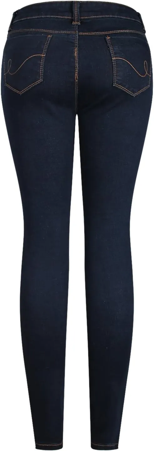 2LUV Women's Stretchy 5 Pocket Dark Denim Skinny Jeans