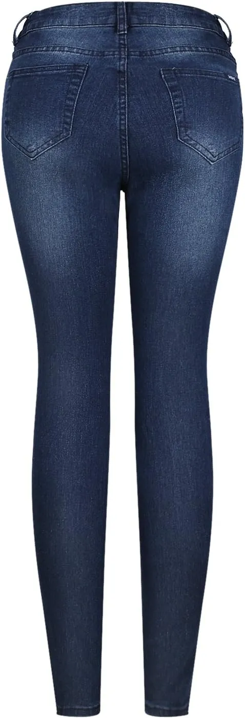 2LUV Women's Stretchy 5 Pocket Dark Denim Skinny Jeans