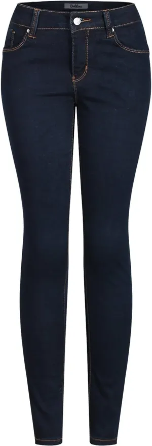 2LUV Women's Stretchy 5 Pocket Dark Denim Skinny Jeans