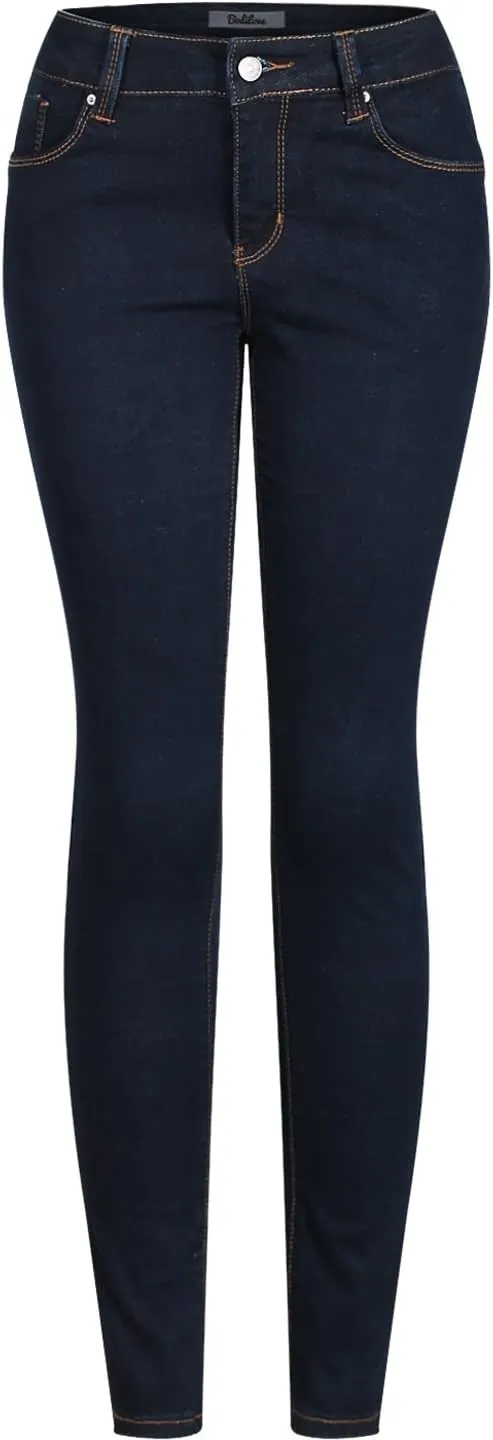 2LUV Women's Stretchy 5 Pocket Dark Denim Skinny Jeans