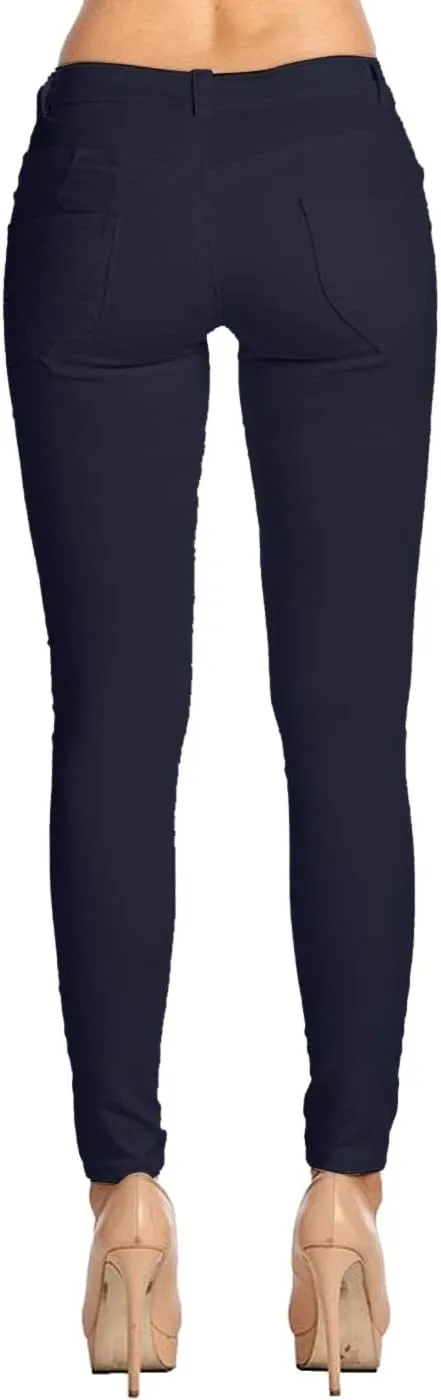 2LUV Women's Stretchy 5 Pocket Skinny Color Uniform Pants