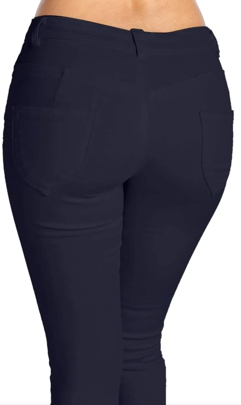 2LUV Women's Stretchy 5 Pocket Skinny Color Uniform Pants