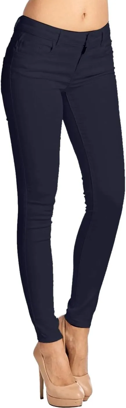 2LUV Women's Stretchy 5 Pocket Skinny Color Uniform Pants