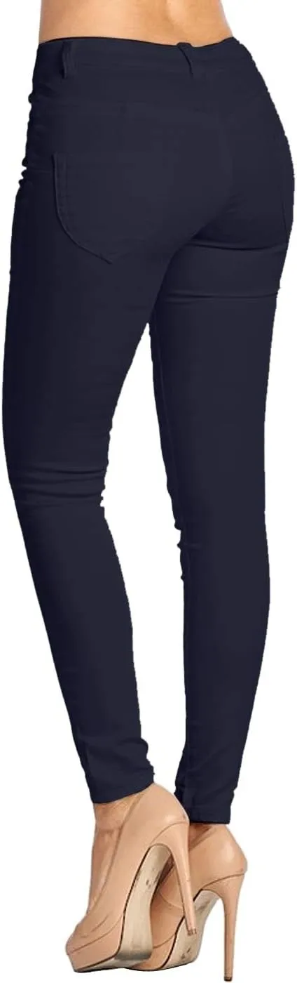2LUV Women's Stretchy 5 Pocket Skinny Color Uniform Pants