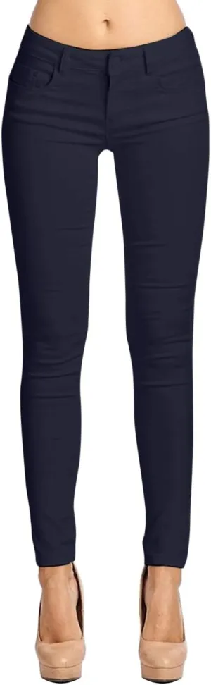 2LUV Women's Stretchy 5 Pocket Skinny Color Uniform Pants
