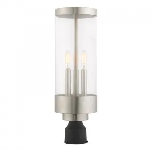 3 Lt Brushed Nickel Post Top Lantern