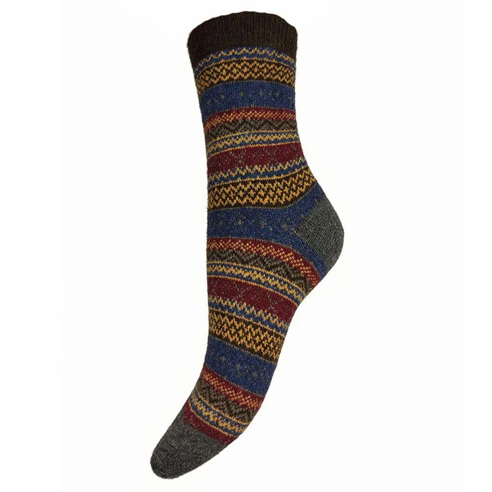 3 pairs of Ladies Fairisle Wool blend Socks