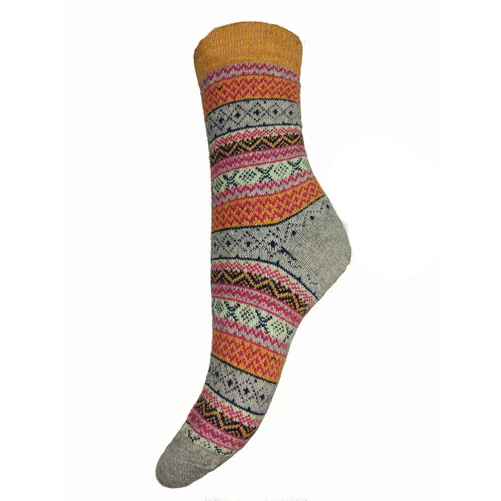 3 pairs of Ladies Fairisle Wool blend Socks