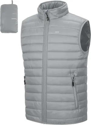 33,000ft Men's Lightweight Packable Insulated Puffer Vest Outerwear, Warm Winter Sleeveless Jacket for Golf Running