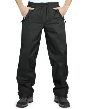 33,000ft Men's Rain Pants, Waterproof Rain Over Pants, Windproof Outdoor Pants for Hiking, Fishing Black