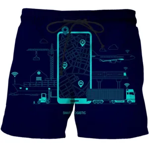 3D Future Communication Technology Printed Mens Summer Fashion Thin