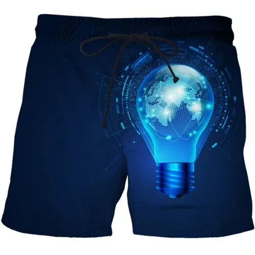 3D Future Communication Technology Printed Mens Summer Fashion Thin