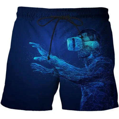 3D Future Communication Technology Printed Mens Summer Fashion Thin
