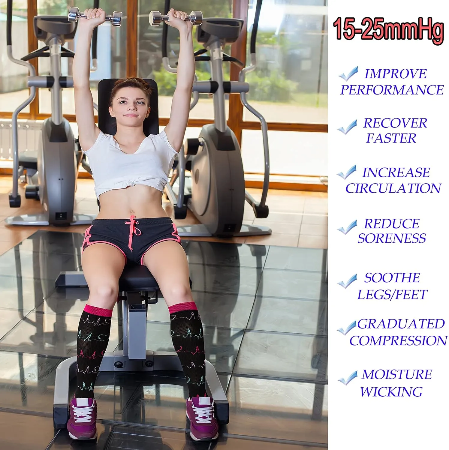 4 Pairs Compression Socks for Women & Men, Support Compression Sock 20-30 mmHg for Nurses, Pregnancy, Flying, Running,Travel