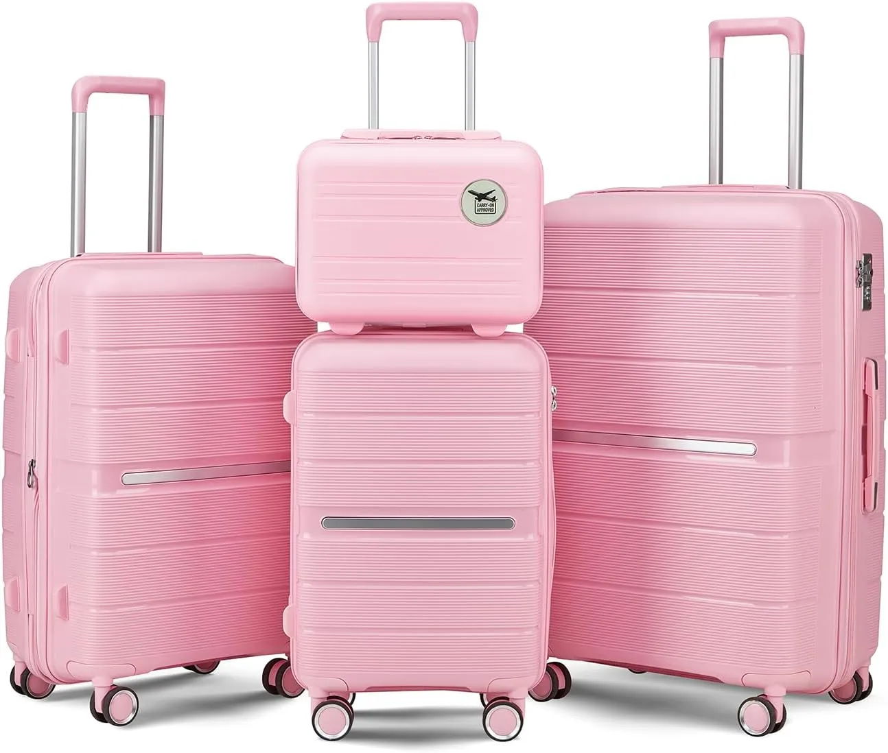 4 Piece Luggage Set Expandable Suitcases, Lightweight Durable Hardshell, Pink