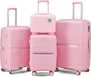 4 Piece Luggage Set Expandable Suitcases, Lightweight Durable Hardshell, Pink