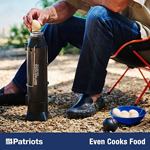 4Patriots Sun Kettle Personal Water Heater: Portable Thermos Boils Water Using The Sun, Thermal Flask For Camping, Hunting, Backpacking & Survival, Solar Powered, Lightweight & Gas & Electricity Free