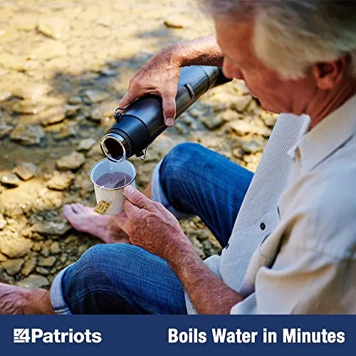 4Patriots Sun Kettle Personal Water Heater: Portable Thermos Boils Water Using The Sun, Thermal Flask For Camping, Hunting, Backpacking & Survival, Solar Powered, Lightweight & Gas & Electricity Free
