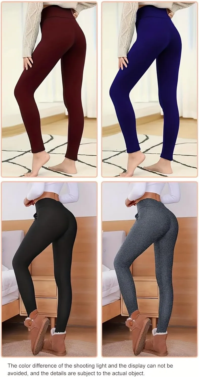 4Pcs Thermal Thick Fleece Lined Leggings -High Waisted Warm Winter Yoga Pants for Women Running Workout Leggings