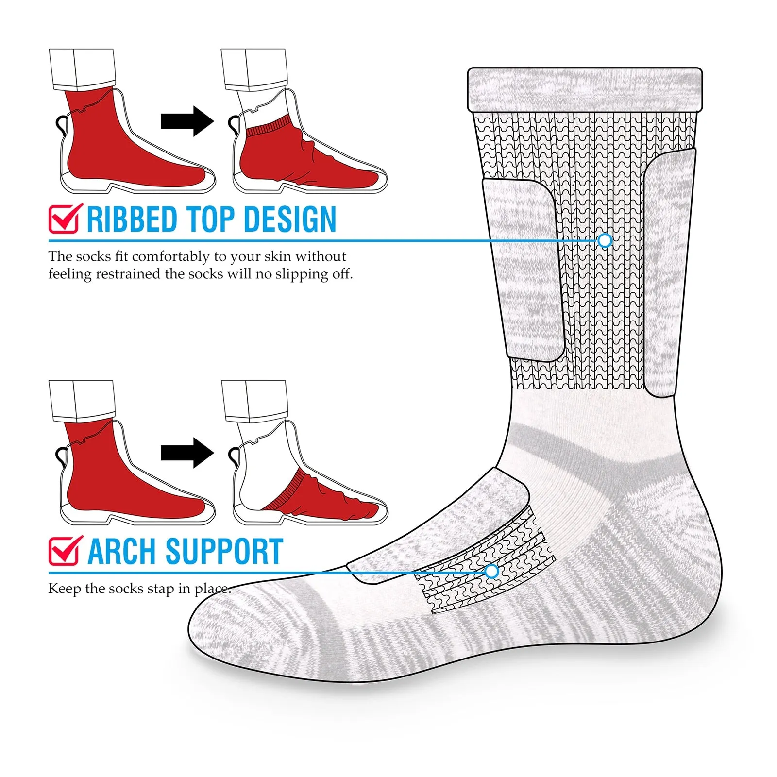 5 Pairs Mens Hiking Socks