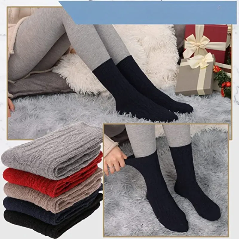 5 Pairs Of Mid-Length Soft Wool Hiking Socks For Women