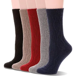 5 Pairs Of Mid-Length Soft Wool Hiking Socks For Women