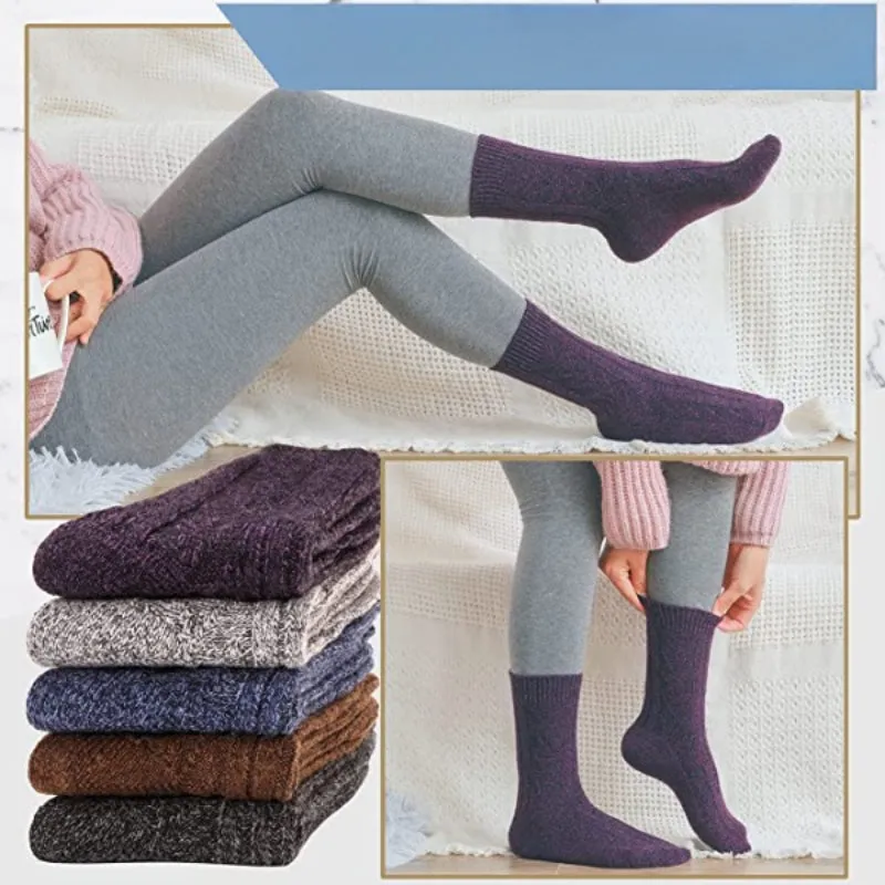 5 Pairs Of Mid-Length Soft Wool Hiking Socks For Women