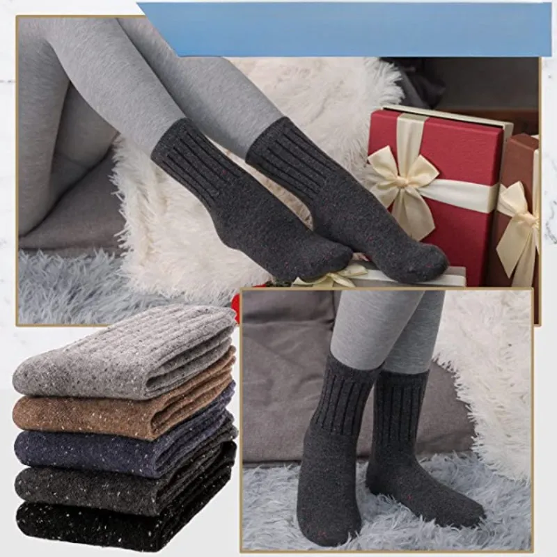 5 Pairs Of Mid-Length Soft Wool Hiking Socks For Women