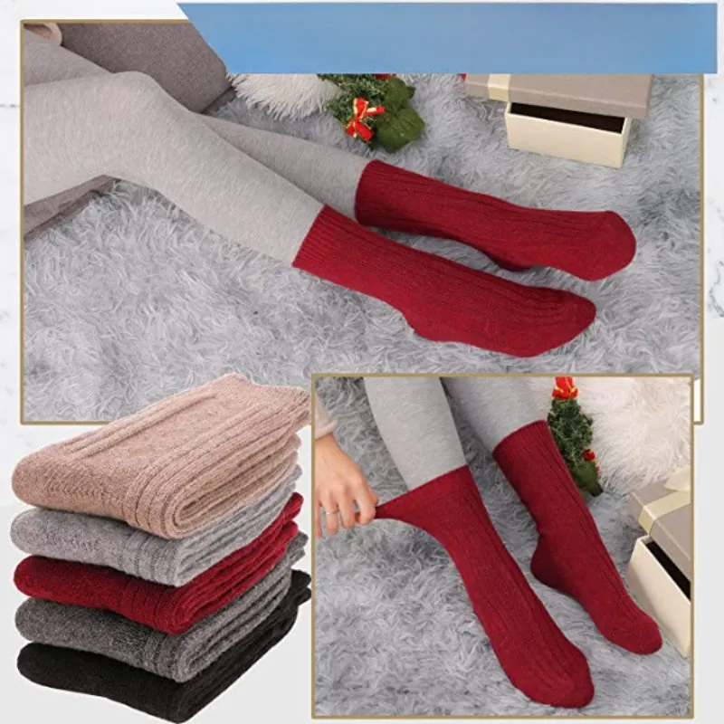 5 Pairs Of Mid-Length Soft Wool Hiking Socks For Women